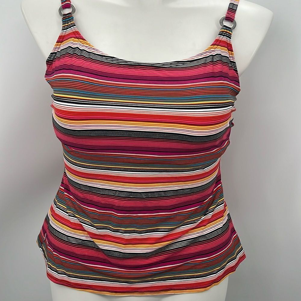 Captiva striped 1X adjustable strap tankini